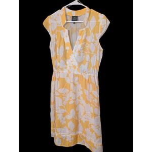 Adrianna Papell Midi Yellow and White Floral Dress Size 12